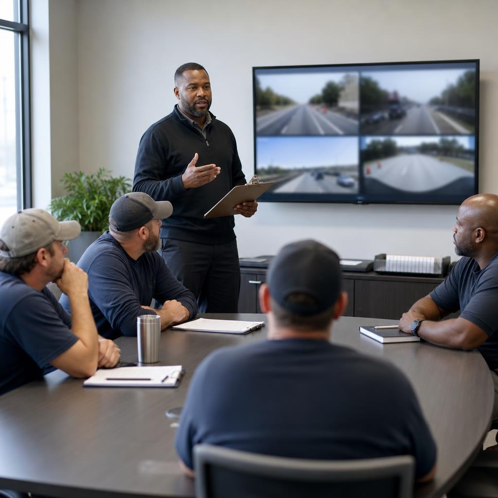 Fleet safety manager leading a driver safety review