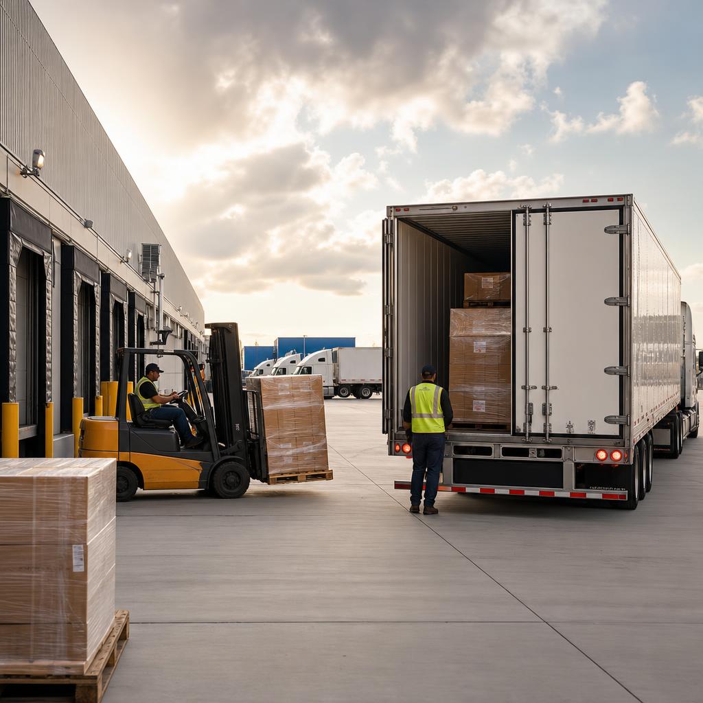 Logistics warehouse and trucking terminal operation with freight staging