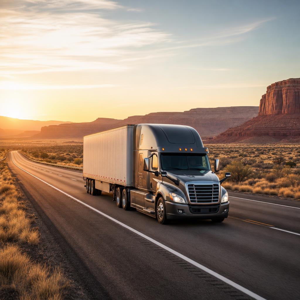 Commercial truck on a regional freight route serving Texas